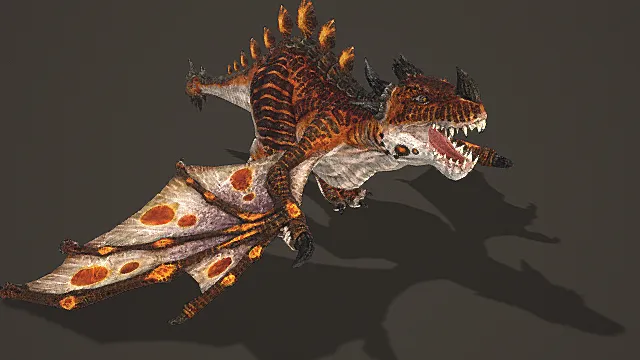 火山奇幻风格熔岩翼兽模型 