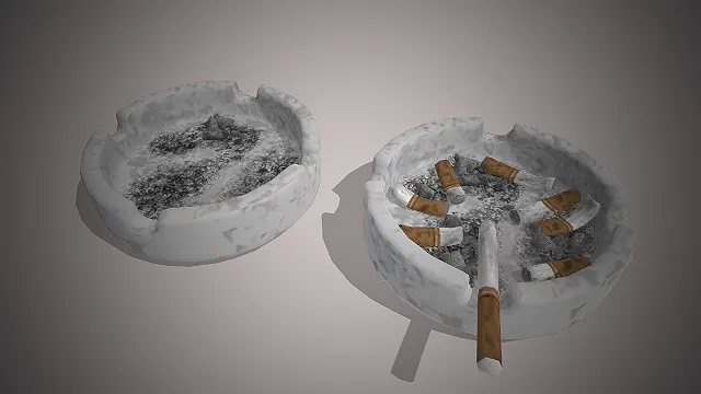 一套简约复古风格的大理石烟灰缸3D模型