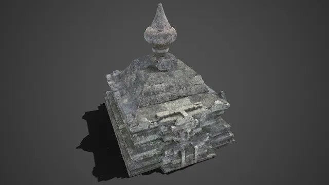 古印度教风格  石塔遗迹  风化石材  层级式结构  古老宗教建筑  历史遗迹