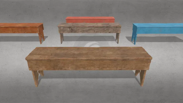 破旧复古家具1800年代简约木制长凳