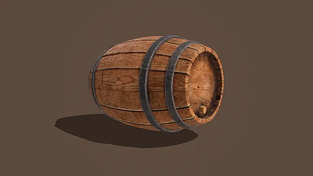 复古带塞木质酒桶3D模型