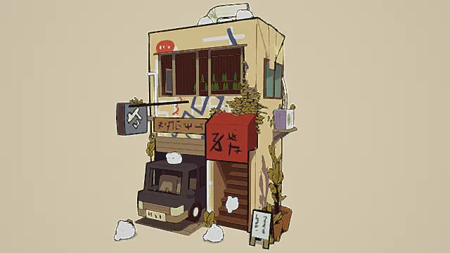 日式治愈风格卡通小店模型