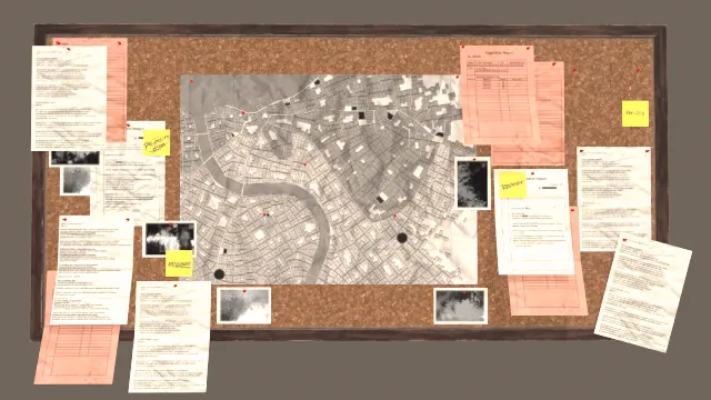 木板钉有资料地图数据纸张胶合板