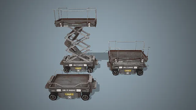 剪叉式升降平台  科幻工程车  多功能作业车  工业做旧