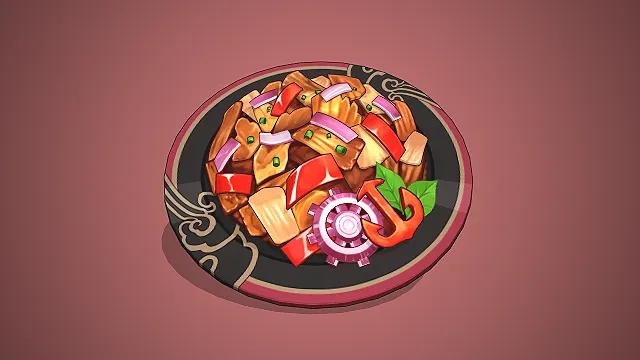 炒菜模型  手绘渲染  中式料理  精致摆盘