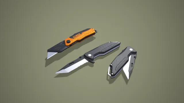 多功能折叠刀组合 3D 低多边形工具模型