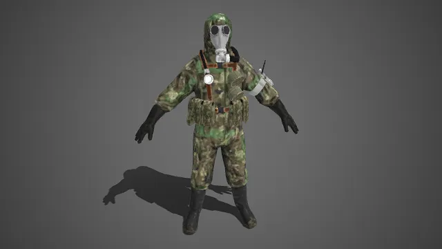 军用防化服  连体衣  防毒面具  滤毒罐  生化危机类场景  通讯设备