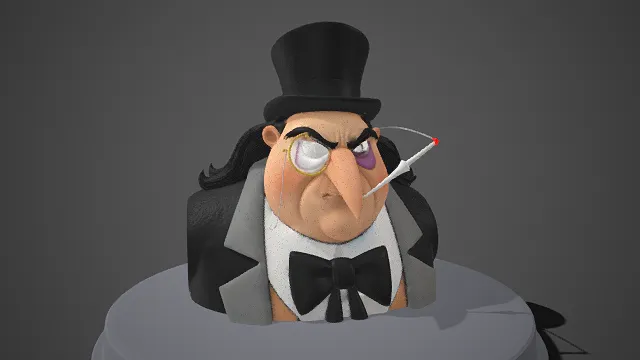 卡通  反派  绅士胸像  风格夸张  黑礼服  奸商