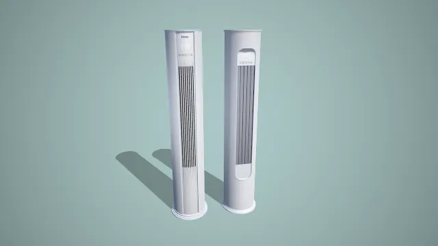 写实风格双款海尔立式柜机空调 3D 现代家电道具模型