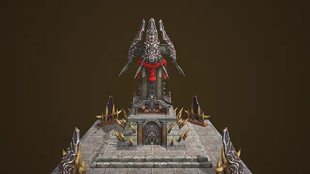 魔纹尖刺配红饰的暗黑祭坛式建筑 3D 场景模型