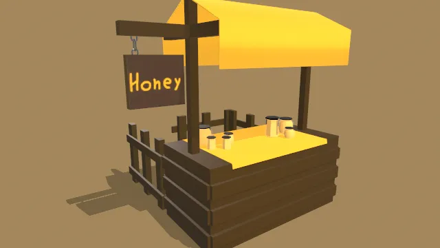 蜂蜜摊位木栏木桌甜品