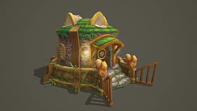 童话森系精灵小屋游戏场景模型