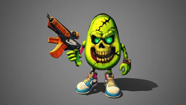 怪诞风格  角色模型  牛油果  骷髅  荒诞搞怪  恶搞  卡通角色设计