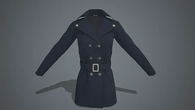复古双排扣风衣模型