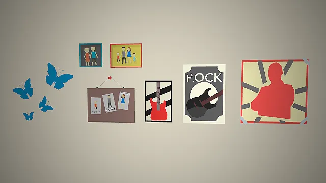 一个扁平化低多边形风格的3D墙面装饰模型