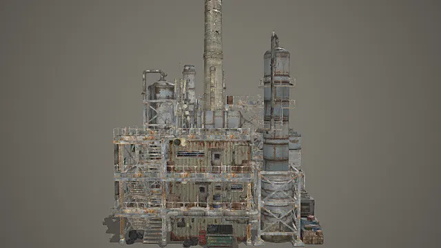 废土风格工业化工复合设施3D模型