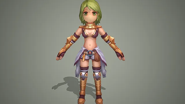 Q 版蛮荒女战士角色模型