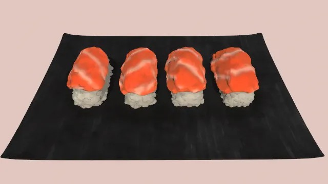 一盘三文鱼寿司食物米饭肉