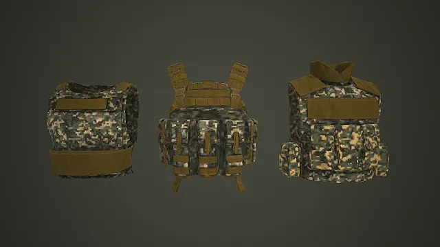 战术迷彩防弹背心模型