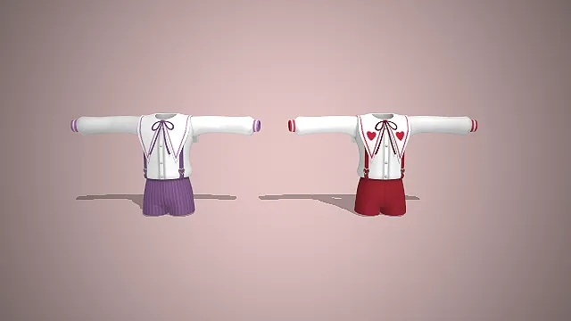 水手领  背带短裤  甜美风  双色套装