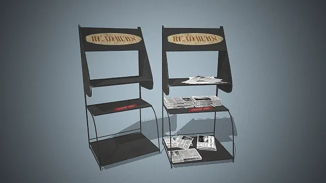 一套复古风格的报刊架3D模型