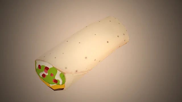 一个卡通的充满异域风味的墨西哥卷饼模型