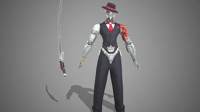 人形机甲  礼帽与红领带  金属义体  武士刀武器