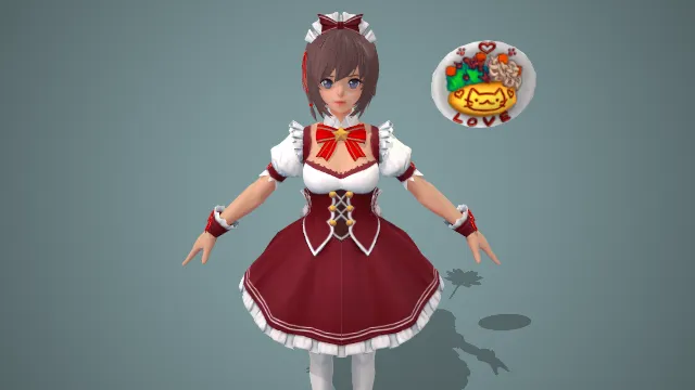 红裙 蛋糕店服务生 手办 角色 