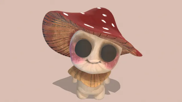 可爱风格化小真菌蘑菇精灵怪物角色