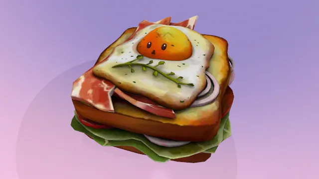 鸡蛋三明治模型早餐食物
