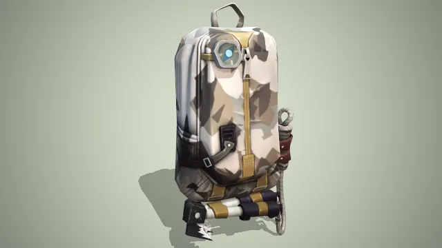 迷彩背包挂有绳子指南针两个小斧头