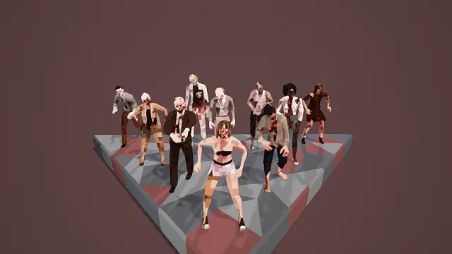 3D卡通风格多边形僵尸模型带动画