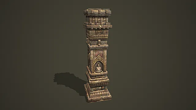 古风佛龛石塔场景组件 3D 模型