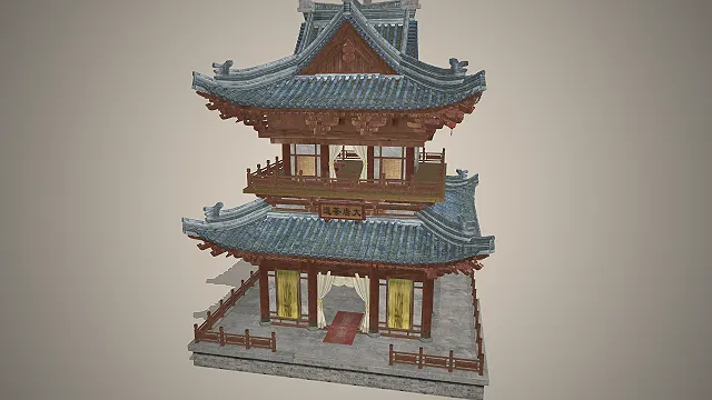 茶道楼阁  茶文化  市井商业场景  石砌台基