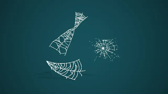 三款异形破损蛛网组合 3D 万圣节恐怖场景装饰模型