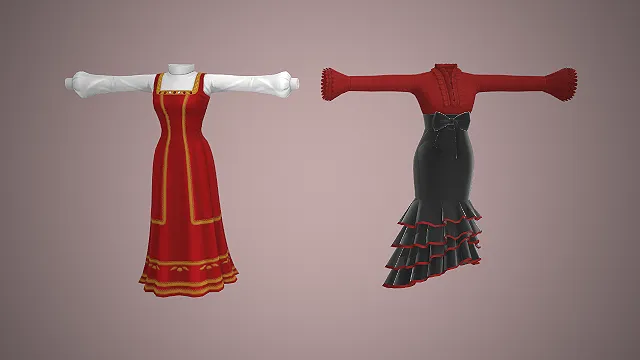 民族风连衣裙  鱼尾裙摆  蕾丝高领  荷叶边袖口  欧式风情