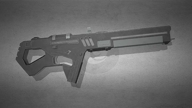 一款采用无托结构的科幻风格步枪3D模型