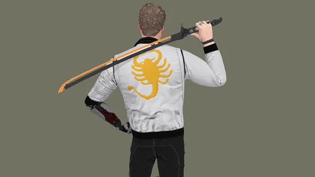 3D卡通风格科幻街头男性角色模型，创意设计（3D角色、卡通风格、科幻街头风，角色设计主题）