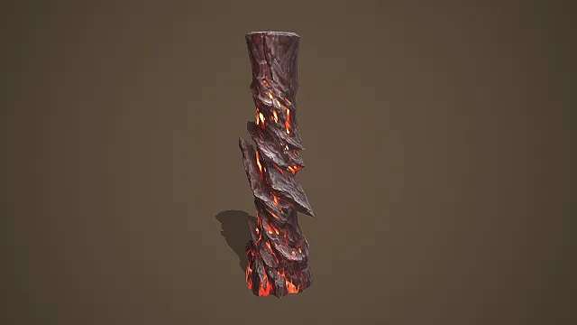 低模熔岩撕裂石柱 3D 模型 游戏地狱场景装饰素材