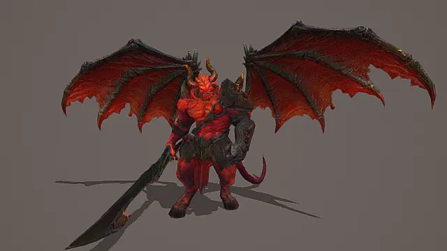 暗黑炼狱风烈焰恶魔战士3D模型