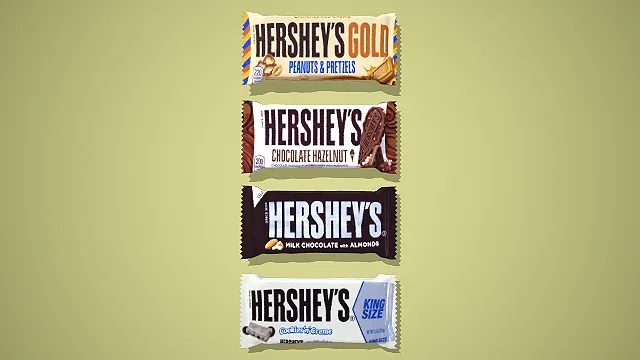 卡通风格四款好时夹心巧克力棒组合 3D 低多边形零食场景装饰模型