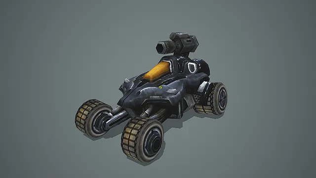 科幻重型炮管越野战车 3D 模型 人族陆地作战载具素材