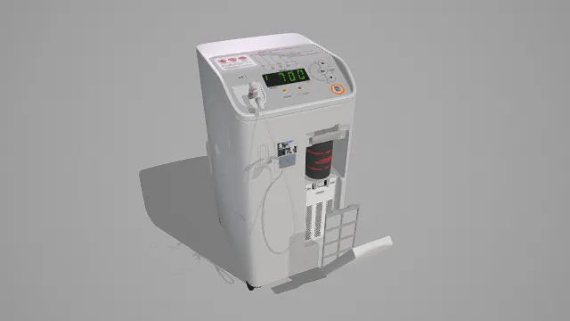 3D写实风格制氧机模型，创意设计（3D设备、写实风格、专业医疗风，医疗设备主题）