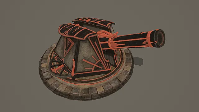 赛博朋克风格橙黑涂装炮台模型