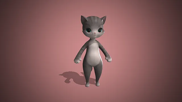 卡通猫咪  3d模型  动物拟人  灰猫