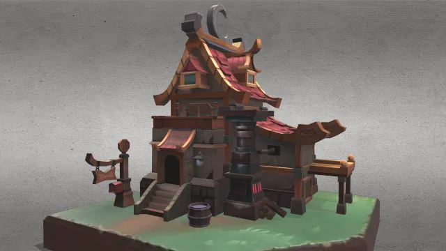 房屋低多边形模型木屋建筑场景