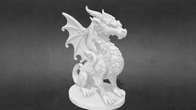 洛可可风格龙雕像obj