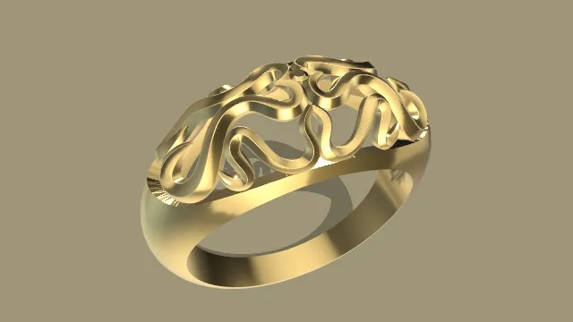 金色戒指带有花纹镂空款式首饰品装饰