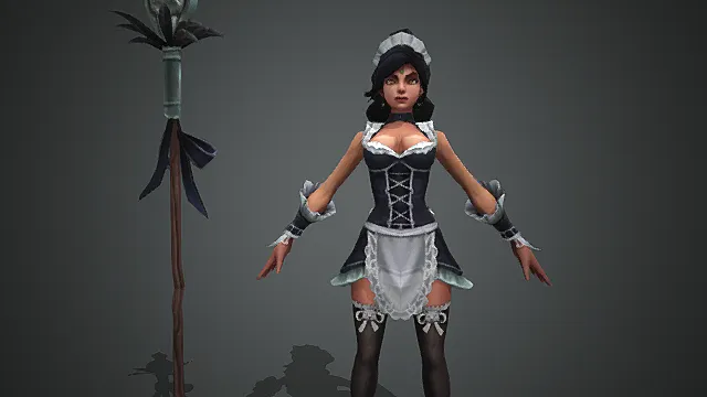 奇幻反差风格女仆装战斗角色3D模型