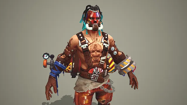 卡通废土风狂战士角色 3D 模型 改装装备面具款